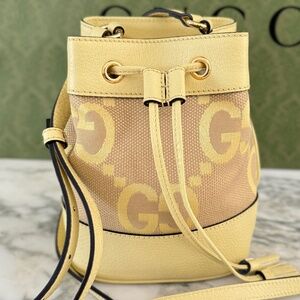 Gucci Shoulder Bag Ophidia Bucket Jumbo GG Canvas Banana Crossbody 550620